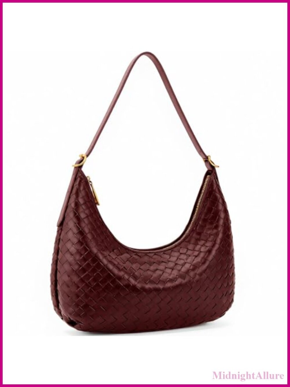Handmade Woven Vegan Leather Shoulder Bag Hobo Purse with Strap